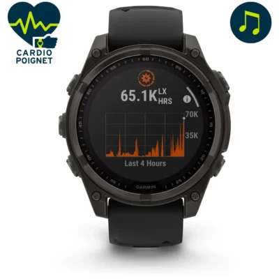 Montre connectée Garmin Fenix 8 Solar Sapphire Titane 47mm Noir