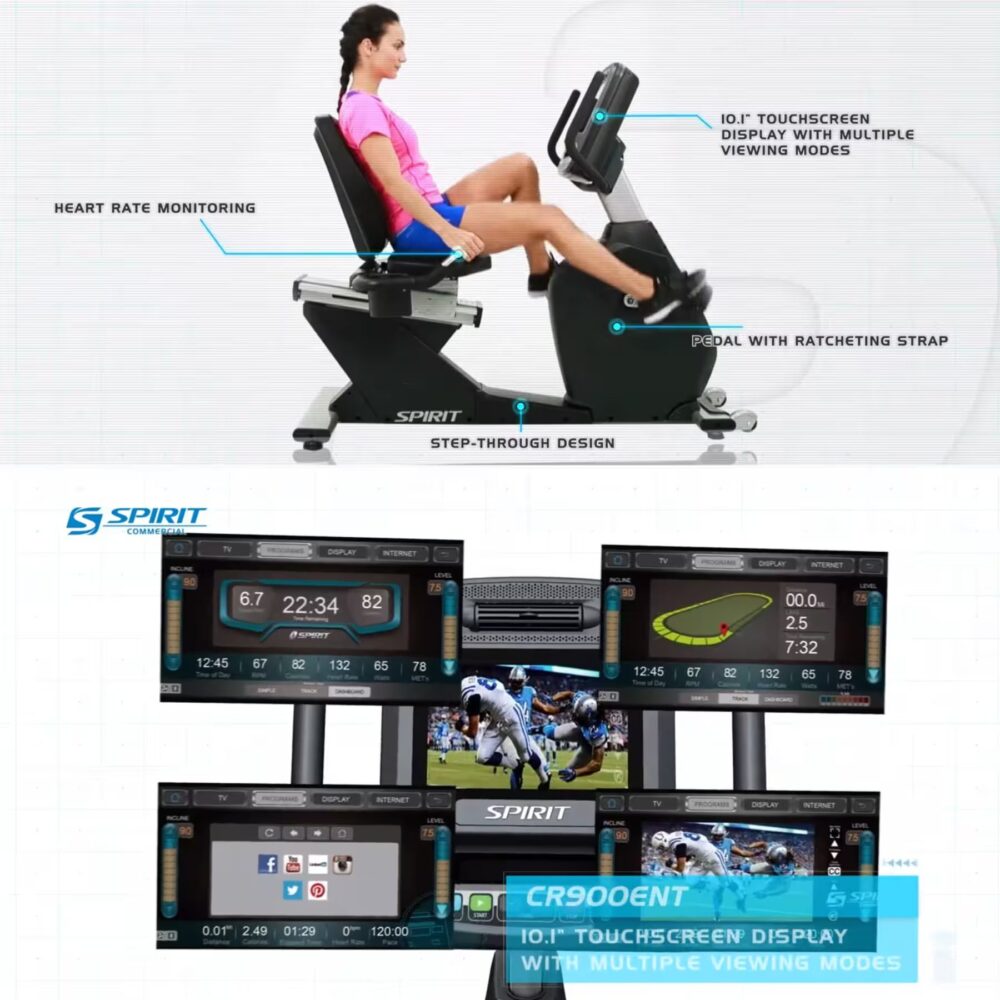 Vélo couché Spirit Fitness CR900TFT (ENT) – Image 7